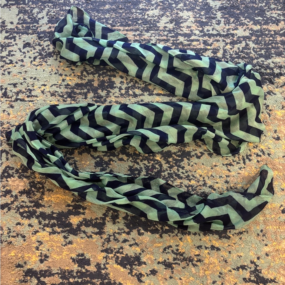 Francesca's Collections Green and Black Chevron Scarf